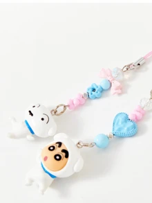 Mini llavero de Crayon Shin-chan - Edición perrito blanco. Adorable figura 3D con cuentas de colores y lazo. Ideal para decorar bolsos y llaves. Coleccionable de anime único para fans de todas las edades. Accesorio elegante y funcional para uso diario. Regalo ideal para amantes del anime y amantes de la moda. - novato - Ver 6