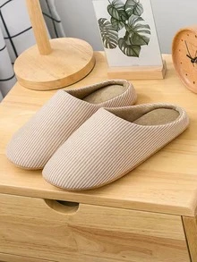 1 双简约室内软底轻便男士拖鞋，情侣保暖拖鞋，防滑静音卧室拖鞋，春秋冬 - 米色 - 查看 4