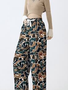 Women's Camo Pants Y2K Camouflage High Waisted Joggers Pants - Cà phê nâu - Xem 2
