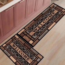 1pc Vintage-Style Doormat, High-Quality Faux Wood Grain Entrance Mat, Non-Slip Backing, European-Style Home Decor Porch Mat, Elegant Entryway Accessory Suitable For Kitchen, Dining Room, Living Room, Foyer, Outdoor Use