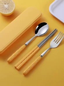 Bộ dao nĩa 3 trong 1 có thể tái sử dụng, dụng cụ cắm trại kèm hộp đựng, bao gồm thìa, dao và dĩa, bộ dao nĩa du lịch di động, hộp nhựa, thích hợp cho du lịch, dã ngoại, cắm trại hoặc sử dụng hàng ngày, tuyệt vời cho học sinh, du lịch và nhà bếp, vật dụng thiết yếu cho năm học mới. - Nhiều màu - Xem 14