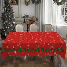 1/20pcs Christmas Tablecloth, Christmas Berry Pattern Tablecloth, Joyful Theme, Christmas Decoration, Suitable For Dining Room, Kitchen, Holiday Party Essential, Perfect Match For Home Decoration, Merry Christmas - Multicolor - View 2