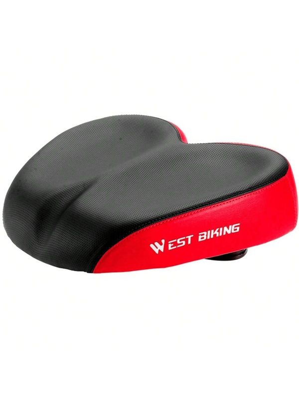 BABONA 1 Stück Oversized Fahrradsattel ohne Nase, doppelt stoßdämpfend, super weich und bequem für Outdoor Radfahren, passend für normale Fahrräder, E-Bikes und Faltfahrräder (Premium Rot) (Premium Schwarz) (Neblig Blau)