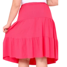 Saia Feminina Casual Elegante Camadas Malha Viscolycra