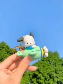 Sanrio Series Pochacco Plane Keychain, with Rotating Propeller - Adorable 3D Design, PVC Flexible Tape Included, Perfect for Bag & Key Decoration, Unique Collectible for Cartoon Lovers, Stylish & Functional Accessory for Daily Use, Suitable for Cartoon Lovers, Stylish & Functional Accessory for Daily Use, Suitable for All Auit - 旋轉帕恰狗飛機 - 查看 5
