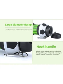 1 pièce Gourde pliable grande capacité de 550 ml, gourde en silicone portable, forme de ballon de football, convient aux femmes, grande capacité, apparence attrayante, shaker, marquages horaires, bouteille en verre pour jus, bouteille d'eau, convient pour les voyages, l'extérieur, le camping, bouteille d'eau transparente portable, tasse paille d'été, gourde de sport et fitness extérieur, gourde d'eau portable pour étudiant, gourde de rentrée scolaire