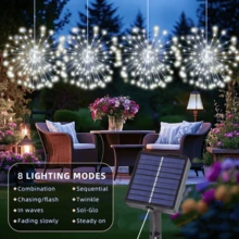 YEYAYU 1 套，2/4 件太阳能户外仙女灯，240/480 LED 烟花仙女灯串，适用于庭院、雨伞、屋檐、花园、树木、帐篷、户外照明、圣诞装饰