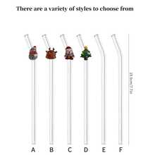 1pcof Beautifully Designed Santa Claus, Christmas Tree, Christmas Decoration Glass Straws, Reusable Glass Straws For Juice, Cold Drinks, Milk And Party Supplies, Companion Gifts - Style 1 - View 2
