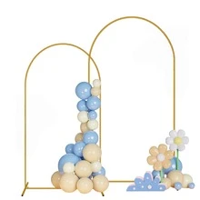 2 Pack Metal Arch Backdrop Stand(7.2FT/6FT), Decorative Balloon Arch Stand, Easy Assembly Gold Wedding Arch, Stable Backdrop Arch Stand For Wedding Ceremony, Birthday Party, Baby Shower - 金色 - 查看 1