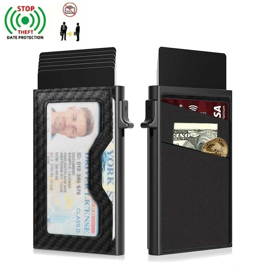 Automatic Pop-Up Card Holder With RFID Shielded Bank Card Slot Halloween Gift Gift For Men Husband Birthday Gift Small Gift Funny Gift Anniversary Gift Coin Purse Mini Wallet Wallet Small Wallet Card Wallet Travel Essential Badge Holder Id Card Holder Id Holder - Multicolor - View 1