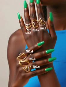 6pcs 18K Gold Plated Stainless Steel Geometric Criss-Cross Design Rings, Party Favor Gifts, Jewelry For Women