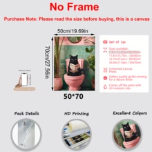 1pc Bathroom Black Cat Poster Wall Art Abstract Cat Reading Newspaper While Using The Bathroom Modern Botanical Style Painting Colorful Canvas Print Decor Suitable For Living Room Or Bedroom Wall Arts, Posters, Wall Art With Frame Room Arrangement, Wall Art, Room Decor Aesthetics Retro Decor, Living Room Wall Art -Canvas (Optional Frame)