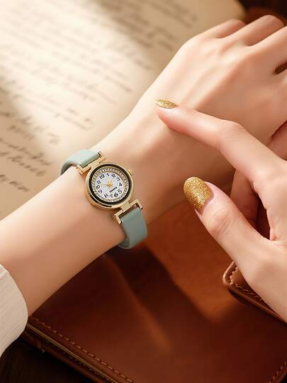Reloj de cuarzo con cristales elegante y minimalista para mujeres, de estilo coreano versátil