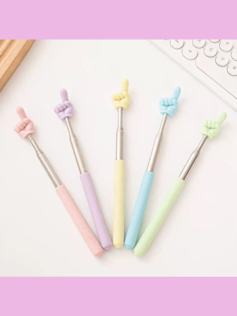 69 cm teleskopisk pekpinne, rolig macaronfärgad batong, kan användas i flera scener, intressant liten present (slumpmässig färg)