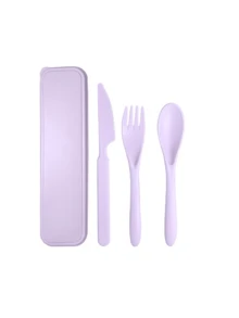 4件套可重复使用旅行餐具套装，带收纳盒，便携式塑料叉勺刀，露营餐具套装，成人午餐餐具，户外野餐餐具，厨房用具，学习用品，返校季 - 彩色 - 查看 14