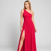 Women's Long Dress With Slit For Parties, Weddings, Graduations, Dinners - Rosa Fucsia - Ver 3