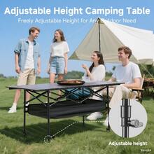 LOVEWE Camping Table Folding Camp Table Roll Up Surface Lightweight, Collapsible Height Adjustable Suitable For Picnic Adults With Carry Bag For Indoor Outdoor BBQ Picnic Gathering Patio - Bàn gấp ngoài trời 95cm - Màu đen - Xem 4