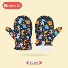 Binomata 1 双幼儿男孩和女孩卡通设计防水保暖冬季手套，S 码适合 6-18 个月，M 码适合 1-3 岁，户外雪地滑雪手套