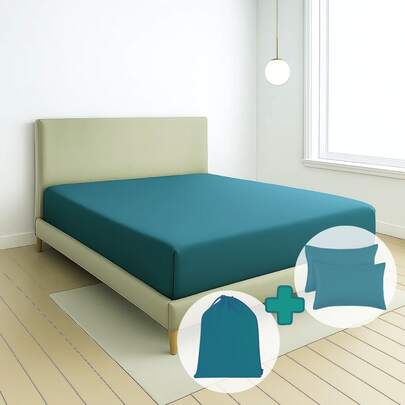 DuVlo Sábana De Cajón + 2 Fundas De Almohada Microfibra + Bolsita tacto algodón, de microfibra súper suave, diseños modernos, todas las medidas, Individual, Matrimonial, Queen y King