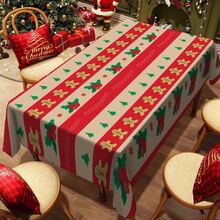 1/20 piezas Mantel de Navidad, Hombre de Jengibre, Árbol de Navidad, Mantel con Patrón de Bayas, Decoración de Ambiente Navideño, Decoración Vibrante de Mesa, Adecuado para Cocina, Mesa de Comedor, Fiesta de Vacaciones, Picnic al Aire Libre y Decoración de Cena, Decoración de Ambiente Navideño - Multicolor - Ver 2