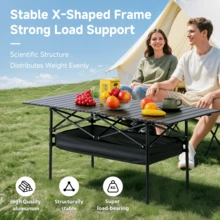 Senmeo Portable Folding Camping Table, 4-6 Person Aluminum Outdoor Picnic Table With Storage Carry Bag, Adjustable Height Lightweight Camp Table For Beach, Picnic, BBQ And Indoor Use - màu đen - Xem 3