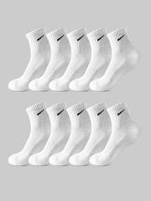 5 Pairs/10 Pairs/20 Pairs Of Men's Casual Socks, Medium Length Socks, White Socks, Winter Socks, Black Socks,Sports, Two Styles To Choose From (Thin/Thick)