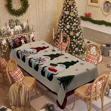 1/20 Piezas Mantel de Navidad, Diseño de Estampado de Gnomos, Tela de Poliéster, Tejido, Mantel Rectangular, Decoración Festiva para el Hogar y la Cocina, Mantel Festivo de Navidad, Regalo de Navidad