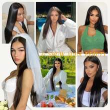 Put On And Go Glueless Wigs Human Blend Hair Wig 5x5 Pre-Cut HD Lace Front Wig And 13*4 Lace Front Wig Ready To Go 200% Density Black Long Straight Wig - Pre Bleached Knots & Natural Hairline- No Glue Needed For Instant Wear - Natural & Black - View 10