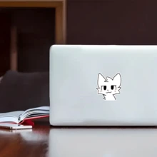 Süße Katzen-Gesicht Vinyl-Aufkleber - Minimalistisch weißer Katzen-Dekor mit ausdrucksstarken Augen, langanhaltend Klebstoff für Handy, Laptop, Koffer, Schutzhelm, Brille - perfektes Geschenk für Katzenliebhaber & Anime-Fans
