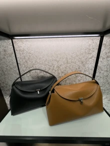 Sweden's Niche TOTEME 2025  NewFashion Light Luxury Shoulder Bag - Soft Commuter Totewith Adjustable Strap, Detachable Sash, And Cotton LiningAvailable In Deep - 黑色 - 查看 3