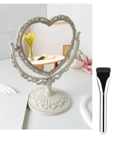 Heart-Shaped Makeup Mirror With Double-Sided Vintage Vanity Mirror, Featuring A Stand With A Rotating Vanity Mirror. Ideal For Makeup Application, Girls, Women, Beauty, And Spa Parties. The Adorable Heart-Shaped Princess Vanity Mirror Is Perfect For Tabletops. This Double-Sided Rotating Table Mirror With A Stand Makes An Excellent Choice For Decorating Girls' Rooms And As A Festive Gift For Family And Friends During Halloween And Christmas.,Makeup,Cheap,Room Decor,Vanity,Travel,Bedroom,Makeup Accessories,Mirror,Vanity Mirror,Cheap,Stocking Stuffers,Makeup,Makeup Tools,Cheap Stuff,Gifts,Gifts For Women,Christmas Gifts - White - View 10