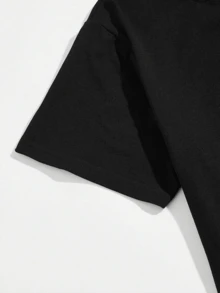 GRDR 男士复古印花休闲圆领短袖T恤，舒适时尚 - 黑色 - 查看 9