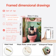 1pc Bathroom Black Cat Poster Wall Art Abstract Cat Reading Newspaper While Using The Bathroom Modern Botanical Style Painting Colorful Canvas Print Decor Suitable For Living Room Or Bedroom Wall Arts, Posters, Wall Art With Frame Room Arrangement, Wall Art, Room Decor Aesthetics Retro Decor, Living Room Wall Art -Canvas (Optional Frame)