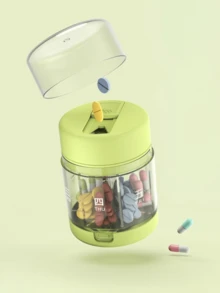 Cortador y organizador portátil de pastillas 2 en 1, dispensador de medicación mini de 7 días para dosis diaria