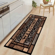 1pc Vintage-Style Doormat, High-Quality Faux Wood Grain Entrance Mat, Non-Slip Backing, European-Style Home Decor Porch Mat, Elegant Entryway Accessory Suitable For Kitchen, Dining Room, Living Room, Foyer, Outdoor Use