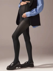 1双女士性感孕妇透明过膝长筒袜，杏色，修身简约设计，圣诞礼物