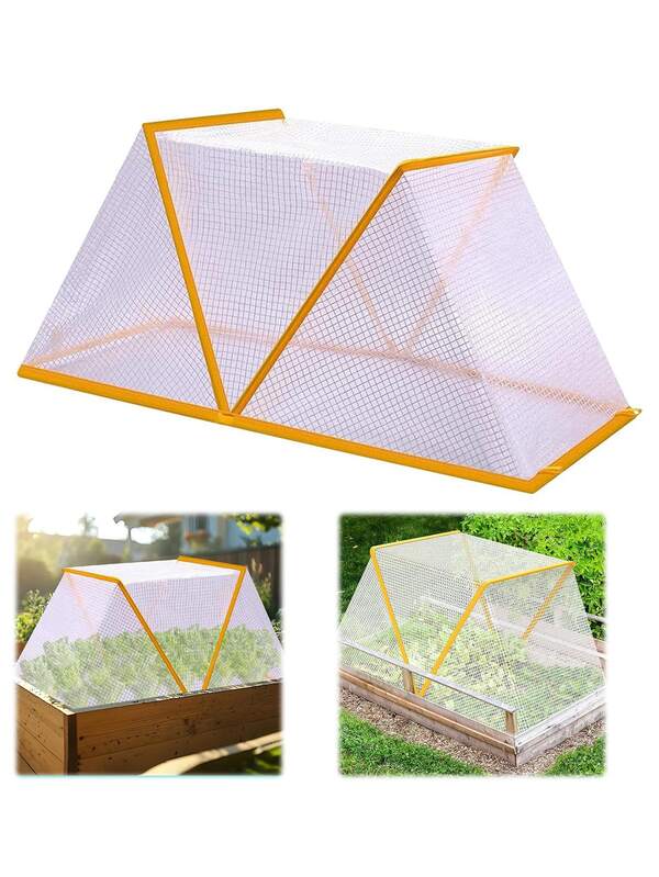 1 Piece, Plant Cover Frost Protection, Garden Cover With 12 Stakes, Foldable Winter Raised Bed Cover, Heat Preservation And Warmth, Bird And Pest Protection, Suitable For Elevated Vegetable And Fruit Racks, Plant Moisture Insulation, Unaffected By Severe Weather Such As Heavy Rain And Storms (49 * 38 * 22 Cm)