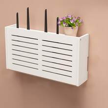 1 件免钻电视盒壁挂架，用于路由器、WiFi 的壁挂式存储架，具有电缆管理和散热功能 - 白色 - 查看 13