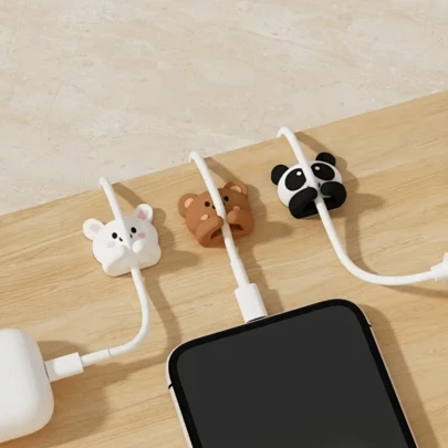 1/2/3pcs Cartoon Animal Shaped Cable Organizer, Phone Charging & Data Cable Holder, Office/Bedside Wall Cable Clips