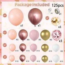 Rose Gold Balloon Garland Set, Nude, Pale Pink, Metallic Gold, Matte White Balloons, Gold And Rose Gold Confetti, Foil Balloons, 125pcs Different Sizes With Accessories, Suitable For Wedding, Bridal Shower, Princess Party, Girl Birthday, Baby Shower, Wedding Decoration, Home Decoration, Room Decoration, Christmas, Photo Backdrop Decoration, Thickened Latex, And Harmless - Multicolor - View 5