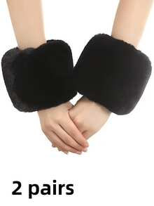 2pcs Christmas Faux Fur Arm Warmers, Cozy Wrist Cuffs, Fashion & Versatile