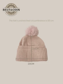 Women's Warm Fluffy Winter Hat, Fashion Wool Knitted Pom Pom Beanie, Warm And Versatile, 1 Piece, Cute. Women's Fluffy Pom Pom Knitted Hat, Perfect For Winter And Autumn. - Pink - View 5