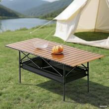 LOVEWE Camping Table Folding Camp Table Roll Up Surface Lightweight, Collapsible Height Adjustable Suitable For Picnic Adults With Carry Bag For Indoor Outdoor BBQ Picnic Gathering Patio - Bàn gấp ngoài trời 95cm - Màu đen - Xem 7
