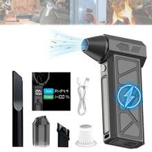 GJV Portable Turbo Blower, 130000 RPM High-Speed Handheld Jet Fan | Multi-Functional For Snow Removal, BBQ Carbon Production, Outdoor Use | Battery/Usb Powered, Rechargeable Battery - 黑色 - 查看 10