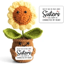 1pc Handmade Crochet Desktop Decor, Funny Smiling Sunflower Plant Shaped, Birthday Gift For Best Friend, Girlfriend, Sister, Teacher, Mom, Grandma, Coworker, Family, Positive Vibes, Party, Halloween, Christmas, Appreciation, Plush Doll, Small Gift