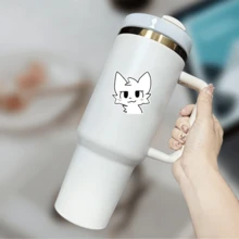 Süße Katzen-Gesicht Vinyl-Aufkleber - Minimalistisch weißer Katzen-Dekor mit ausdrucksstarken Augen, langanhaltend Klebstoff für Handy, Laptop, Koffer, Schutzhelm, Brille - perfektes Geschenk für Katzenliebhaber & Anime-Fans