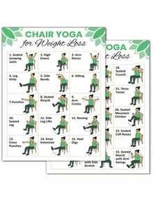 Desafío de yoga en silla de 30 días | Guía de entrenamiento en silla | Ejercicios de silla imprimibles | Plan de entrenamiento en el hogar para personas mayores, 2 sets, 8x10 pulgadas sin marco, accesorios de entrenamiento, guía de acondicionamiento físico para personas mayores, texto de fácil lectura, material de papel resistente, entrenamiento en el hogar, texto de fácil lectura, construcción resistente, guía de entrenamiento, usuarios conscientes de la salud