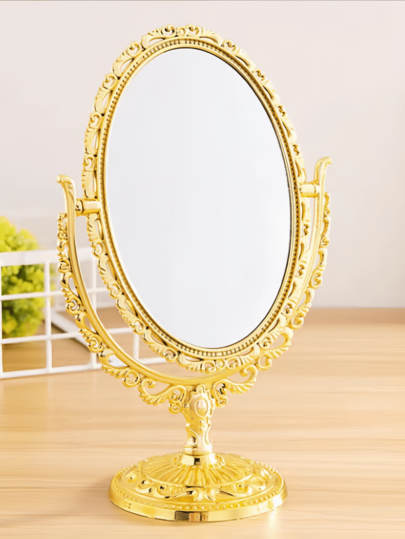 Oval Makeup Mirror With Double-Sided Vintage Vanity Mirror, Featuring A Rotating Vanity Mirror Stand. Ideal For Makeup Application, Girls, Women, Beauty, And Spa Parties. This Adorable Princess-Style Oval Vanity Mirror Is The Perfect Accent For Any Tabletop. The Double-Sided Rotating Table Mirror With Stand Makes An Excellent Decorative Choice For A Girl's Room And A Festive Gift For Friends And Family During Halloween And Christmas.,Makeup,Cheap,Room Decor,Vanity,Travel,Bedroom,Makeup Accessories,Mirror,Vanity Mirror