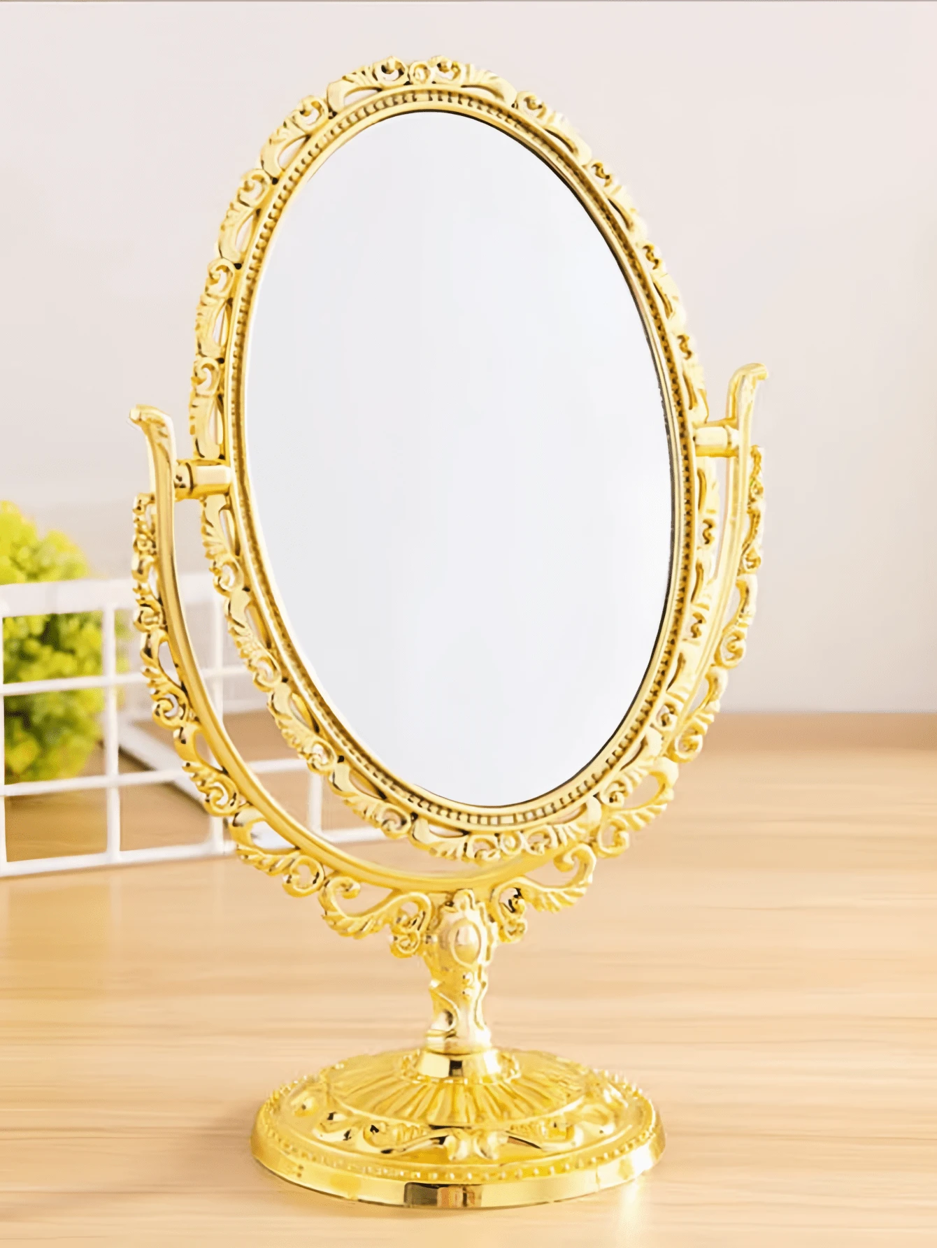 Oval Makeup Mirror With Double-Sided Vintage Vanity Mirror, Featuring A Rotating Vanity Mirror Stand. Ideal For Makeup Application, Girls, Women, Beauty, And Spa Parties. This Adorable Princess-Style Oval Vanity Mirror Is The Perfect Accent For Any Tabletop. The Double-Sided Rotating Table Mirror With Stand Makes An Excellent Decorative Choice For A Girl's Room And A Festive Gift For Friends And Family During Halloween And Christmas.,Makeup,Cheap,Room Decor,Vanity,Travel,Bedroom,Makeup Accessories,Mirror,Vanity Mirror,Cheap,Stocking Stuffers,Makeup,Makeup Tools,Cheap Stuff,Gifts,Gifts For Women,Christmas Gifts - Multicolor - View 1