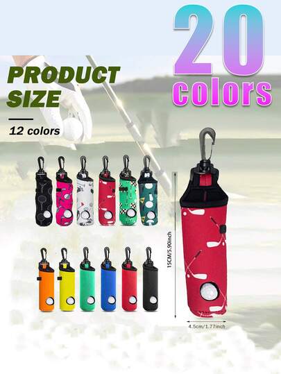3/2/1 Piece Women's Golf Gift Set, 12 Pattern Golf Ball Holders, Golf Ball Holders, Golf Ball Holder Storage Bag, Golf Ball Holder Keychain Belt Clip, Golf Gift Accessories, Printed Golf Ball Storage Bag With Lightweight Hook, Women/Girls Portable Golf Accessories, Golf Ball Holder Storage Bag